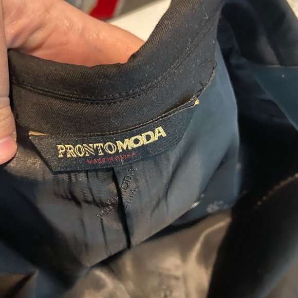 ProntoMODA Men 38L Tuxedo Suit Jacket Satin Lapel Black 2 Button Long 100% Wool - Picture 9 of 14